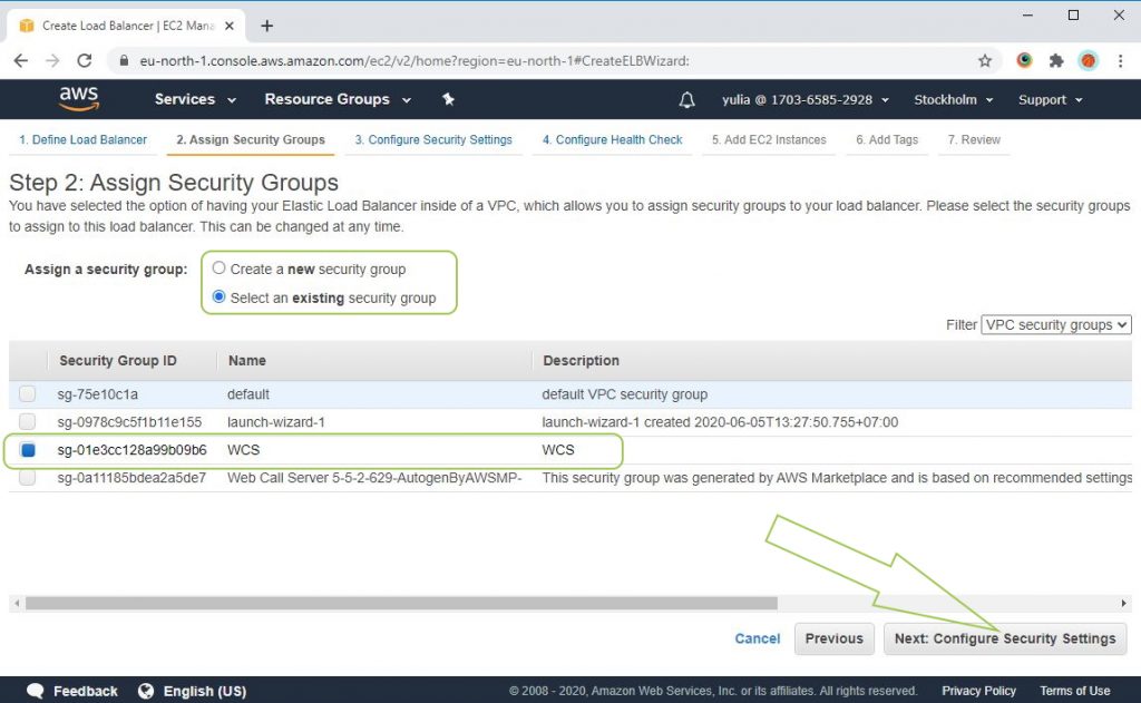 Assign_Security_Groups_WCS_Amazon_AWS_Marketplace_Balancer_AutoScaling_WebSocket_WebRTC