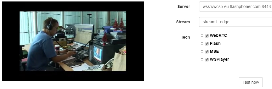 Stream from Edge server for WebRTC in the player