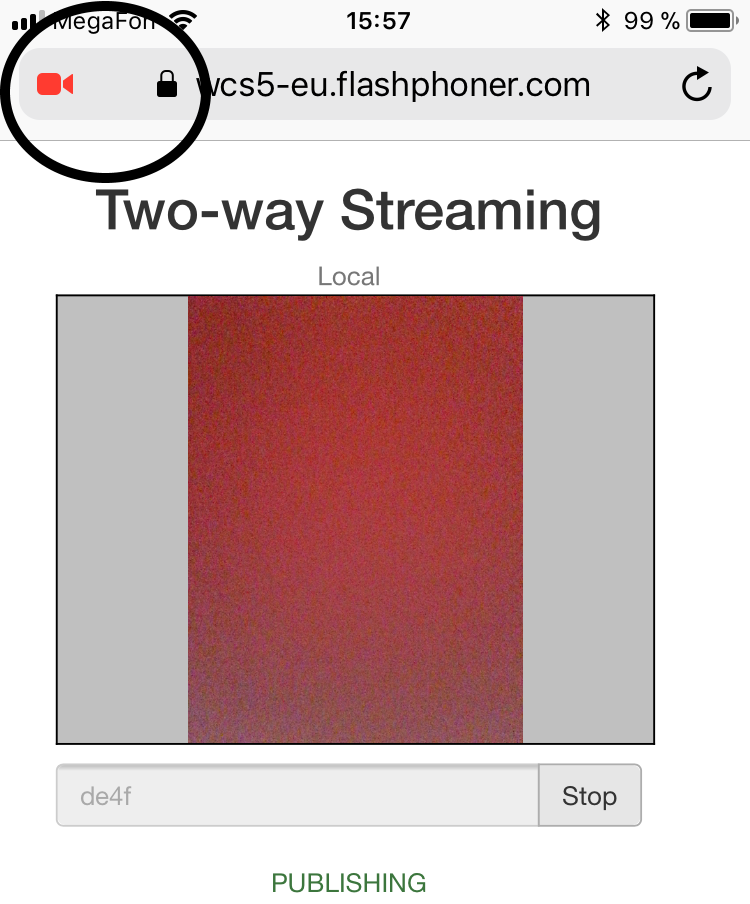 Activity camera in Safari