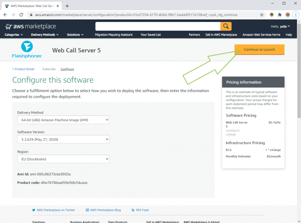 Continue-launch-Web-Call-Server-Amazon-EC2-Support_WCS_Amazon_AWS_Marketplace