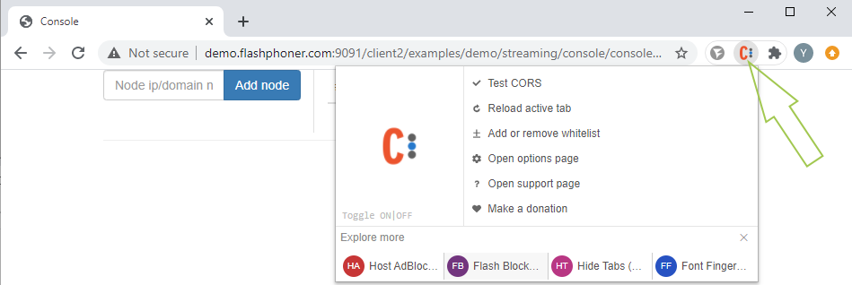 enable_CORS_WCS_WebRTC_browser_stream_WebSocket_publishing_testing