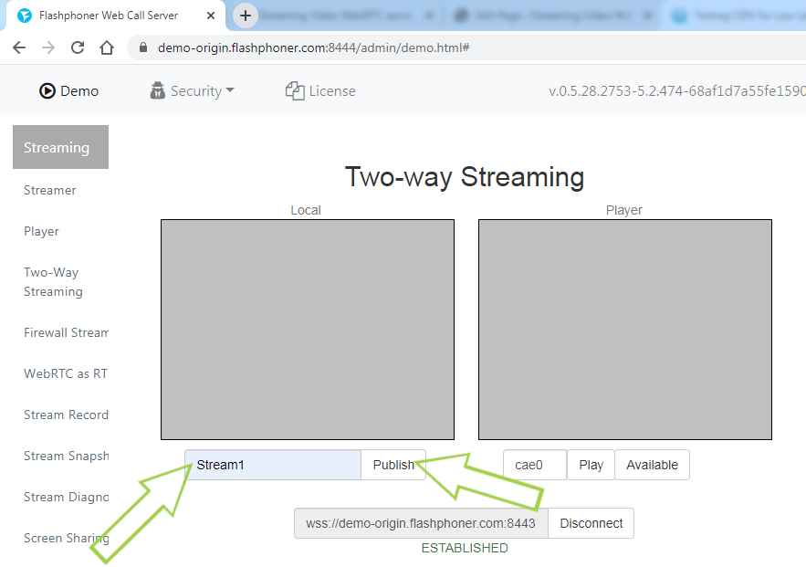 Established CDN low latency WebRTC WCS Origin Edge