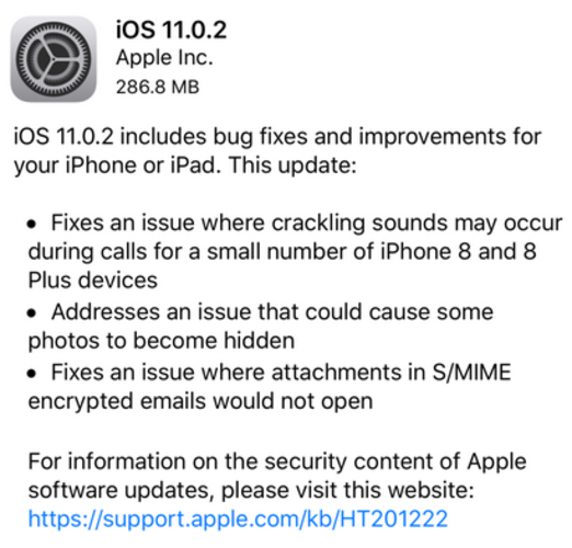 Install the update iOS 11.0.2 with the new Safari