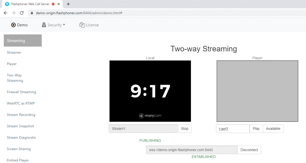 Publish CDN low latency WebRTC WCS Origin Edge