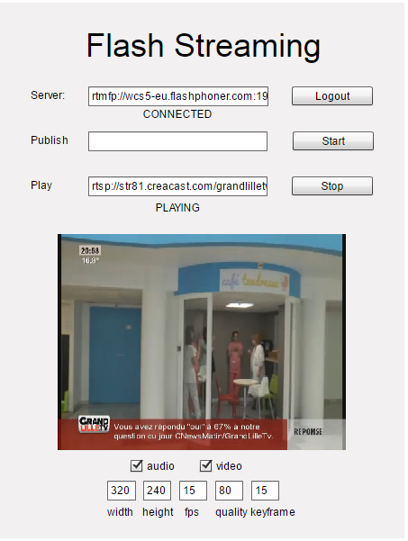 Screenshot with RTMFP